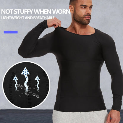Long Sleeved Shapewear for Men Slimming Body Shaper Top Belly Reducing Fat Burning Loss Weight Waist Trainer Sweat Corset 2024