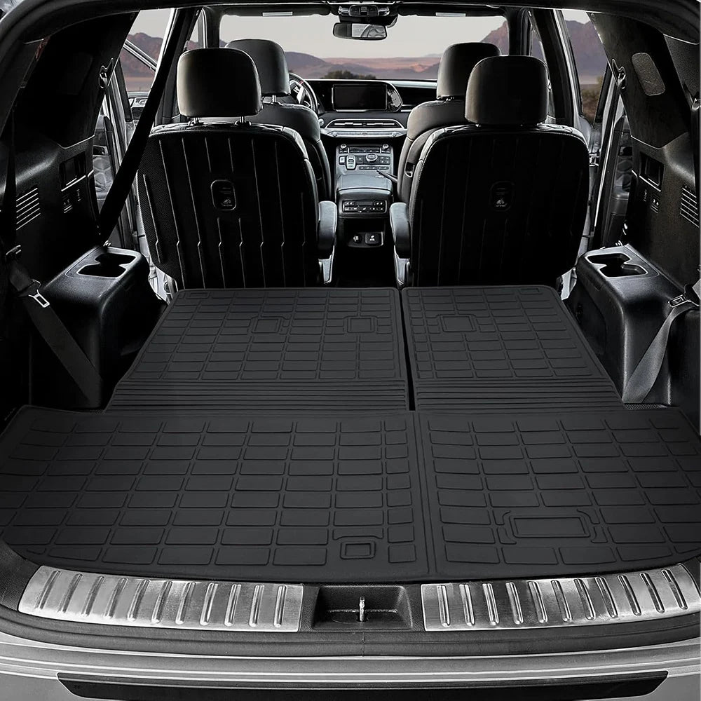 Floor Mats for 2020 - 2024 Hyundai Palisade Trunk Mat with Backrest Mat TPE Waterproof All Weather Protector Cargo Liner