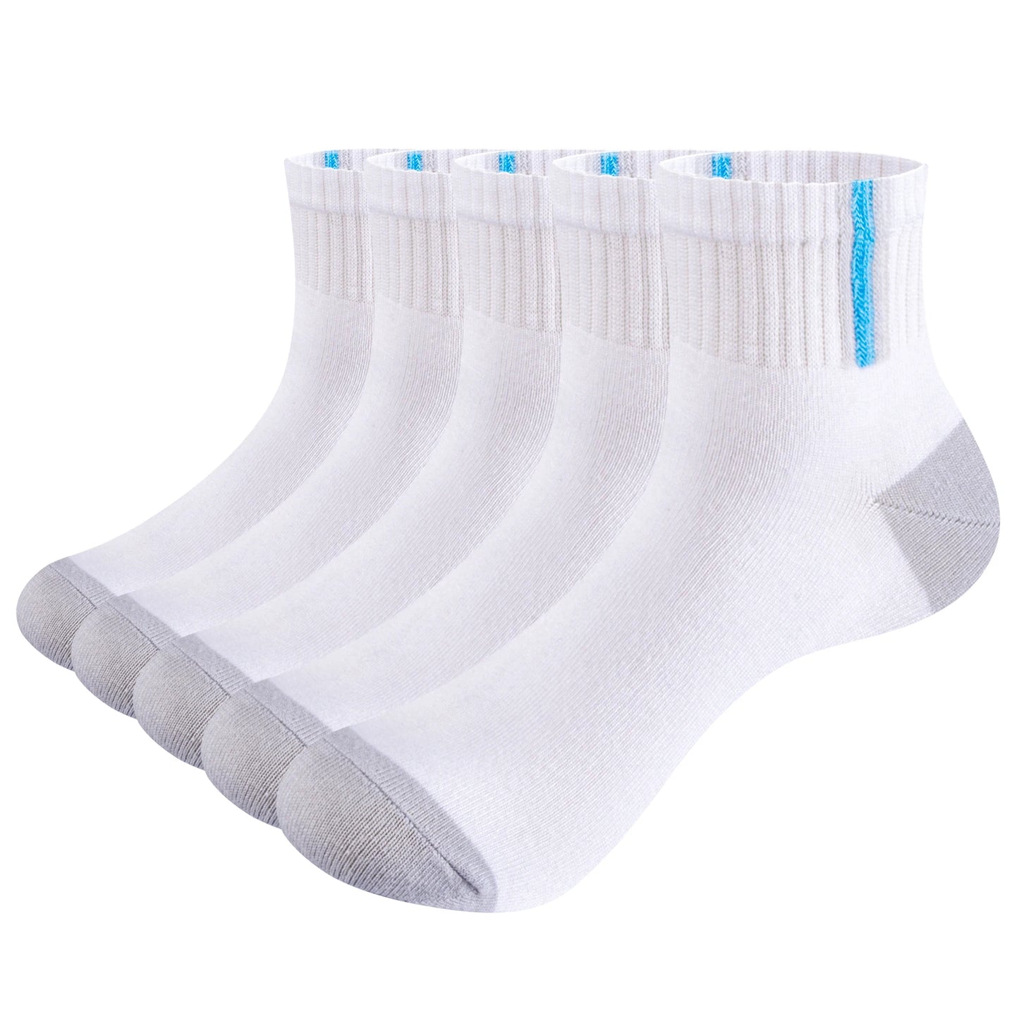 YUEDGE-Breathable Bamboo Ankle Socks for Men, Lightweight Quarter Socks, Size 37-46 EU, 5 Pairs/Pack
