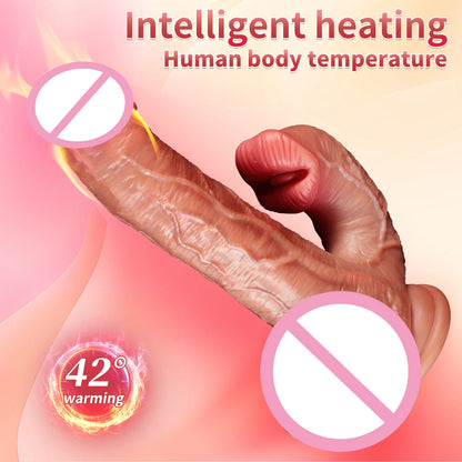 Realistic Dildo Telescopic Vibrator Remote Control Female Stimulator Big Penis Anal Plug Heating Thrusting Sex Toys for Women