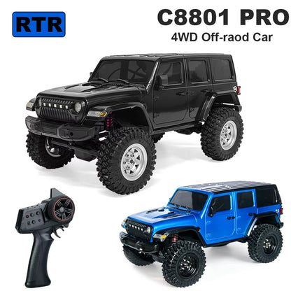 C8801 PRO 4WD RC Car 1/18 Scale Model 4x4 Off-road Remote Control Climbing Vehicle 2.4G 12km/h High Speed Crawler Toys for Kids