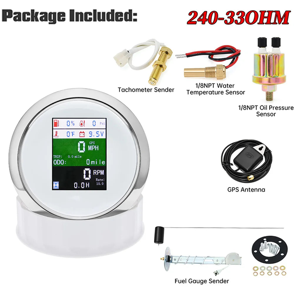 85MM Digital Car Speedometer 6 In 1 Multifunctional RPM Fuel Level Water Temp With Alarm GPS Speed Meter For Car Motorcycle