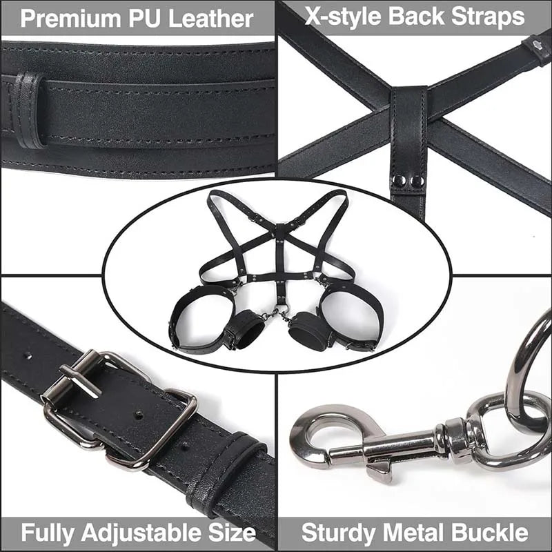 SM Adult Sex Toy Backhand Binding Apertural Plug Anal Hook Bondage Toys Bdsm Kit Slave Bondage Handcuff Couple Bundle Game 18+