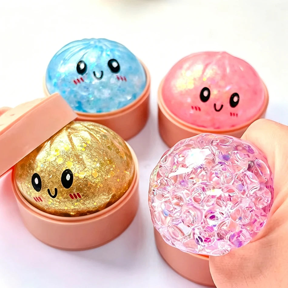 Glitter Dumpling Squishy ULTRA RARE Gold Glitter Hidden Edition Dumplings Sensory Steamer Soft TPR Dough Ball for Stress Relief