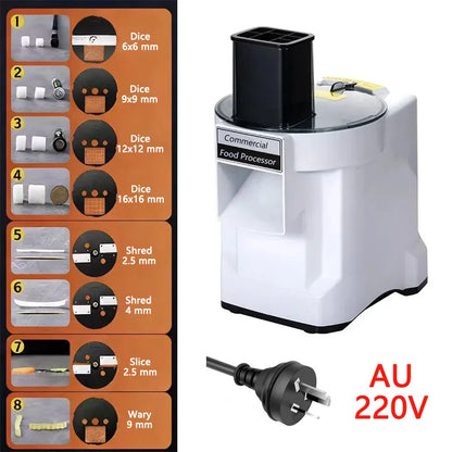 K8600 Commercial Dicing Machine White 3-in-1 Multi-Function Electric Cutter Strips Shreds Slices Dice Radish Potato Vegetables