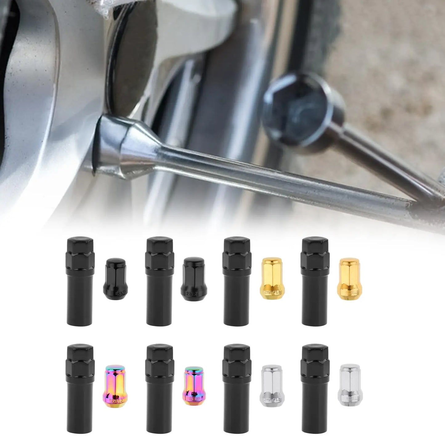 Wheel Lug Nuts Replacement Set M12 Cold Forged Carbon Steel Socket Key for Automotive Tire Maintenance