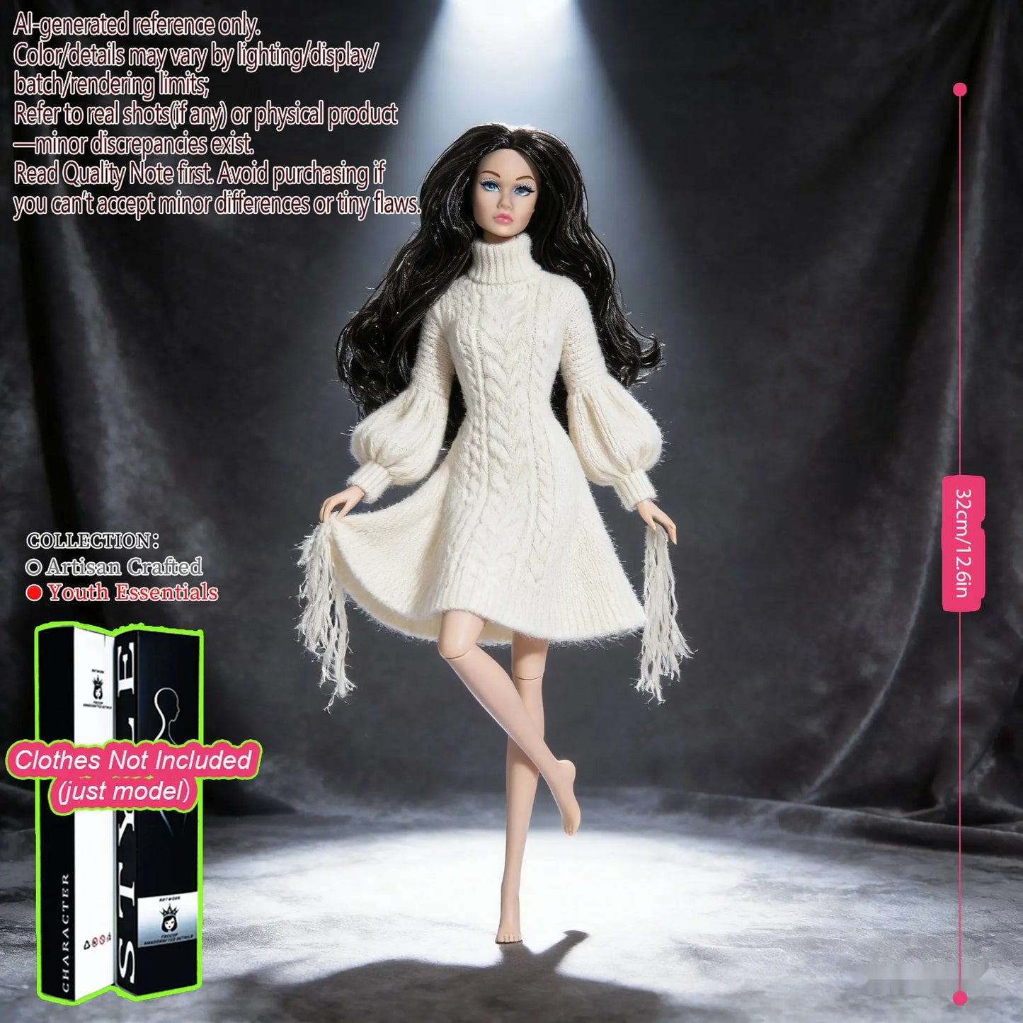 1/6 Scale 12-Joint Premium Figure, 12.6in BJD Doll Changeable Makeup (no clothing)