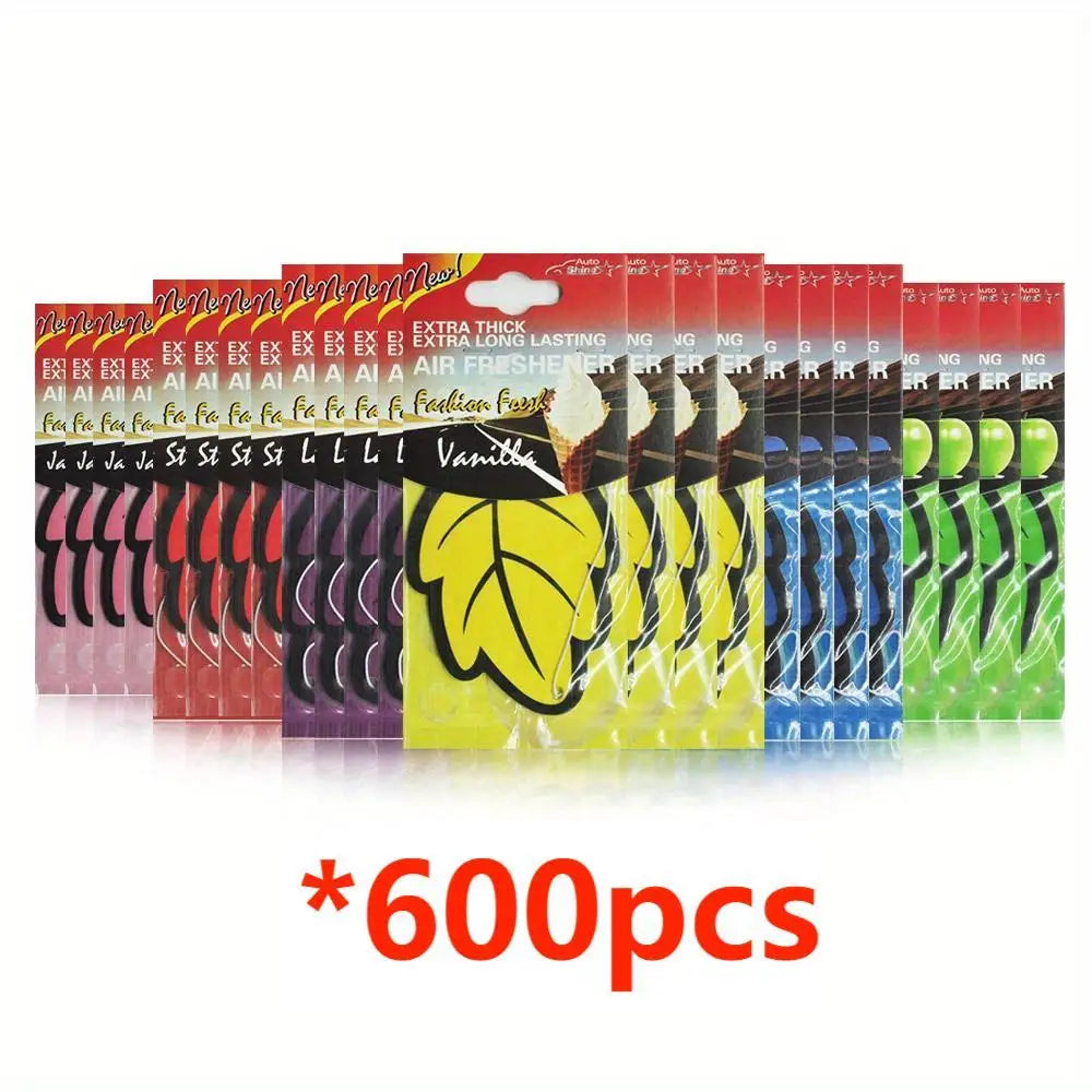 6/30/60/120/240/360/600pcs Leaf Shape Car Air Freshener  Paper Auto Hanging Vanilla Perfume Fragrance Accessories Interior