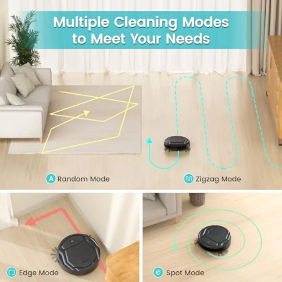 Robot Vacuum Cleaner, 120 Mins Runtime, Compact Design, Low Noise, Powerful Suction, Wi-Fi/App/Voice Control, Self-Charging, Sc