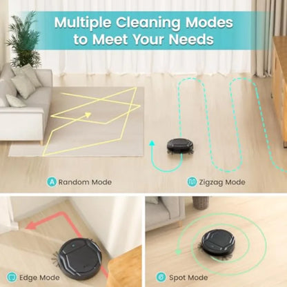 Robot Vacuum Cleaner, 120 Mins Runtime, Compact Design, Low Noise, Powerful Suction, Wi-Fi/App/Voice Control, Self-Charging, Sc