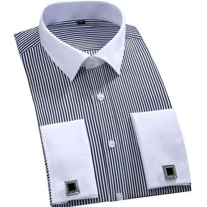 French Cufflinks Shirt, Men's Long Sleeve, Four Seasons Gentlemen's Shirt, One Piece, Multi color, Business Casual Shirt