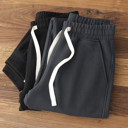Autumn Winter New American Retro Thick Knitted Sweatpants Men's Simple Elastic Waist Drawstring Sport Casual Ankle-tied Pants