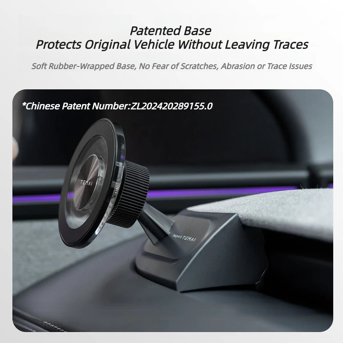 TEMAI A-Pillar Traceless Magnetic Floating Mount for Tesla Model 3 Highland Model Y/YL Juniper, Stylish Phone Mount