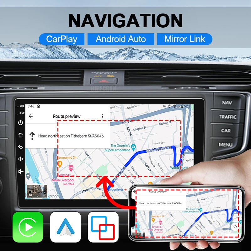 HIPPCRON 2Din 7"/ 9" Car Radio Android Multimedia Video Player Wireless Carplay Android auto Universal LINUX System Touch Screen