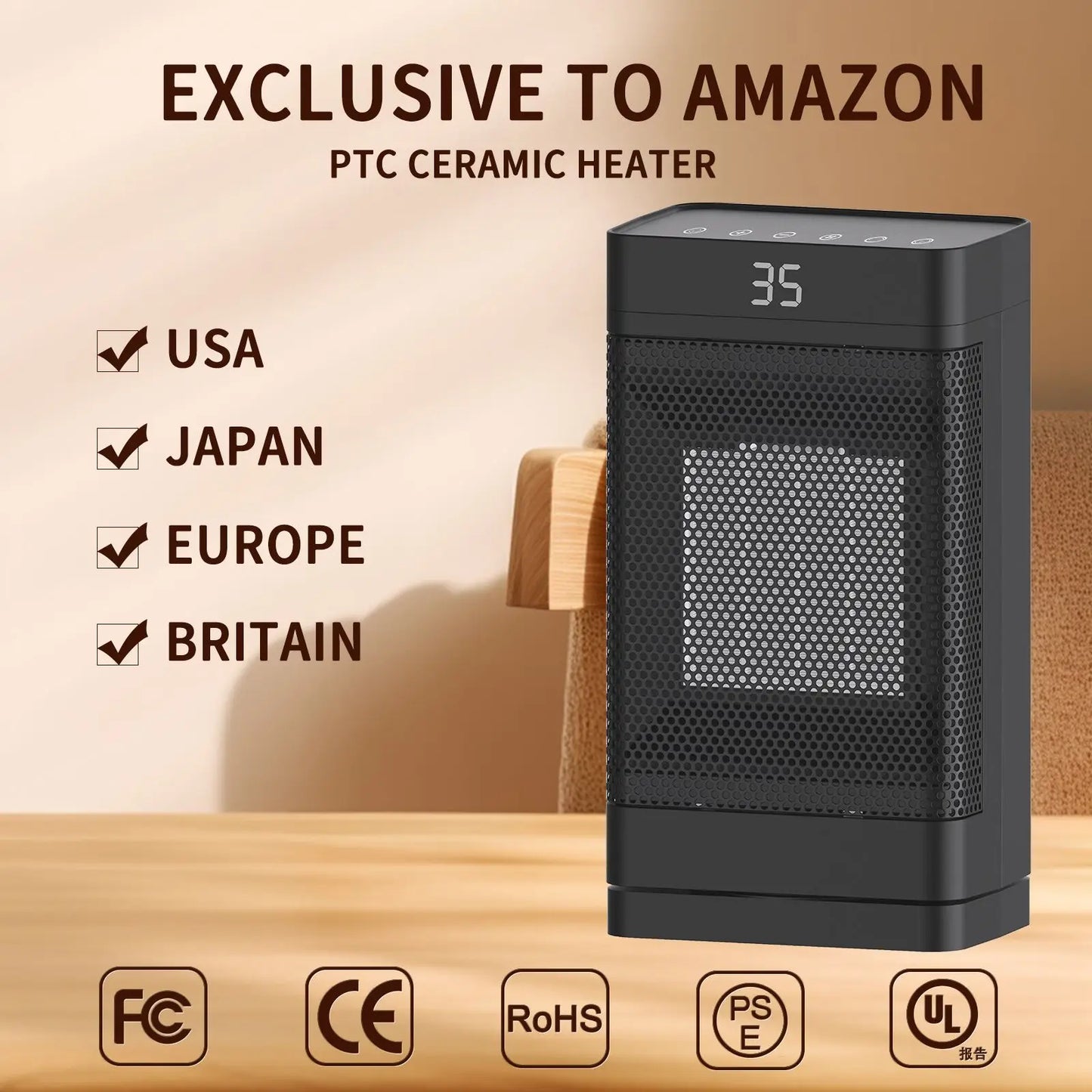 Heater Remote Control Touch Screen Heater Shaking Head PTC Fast Heating Heater Table Standing Timer Electric Heater