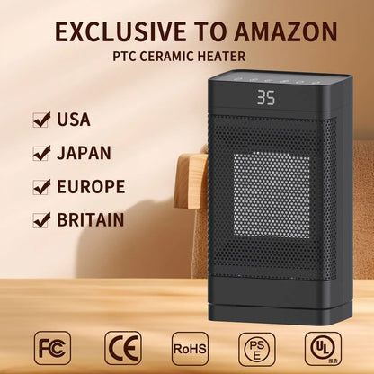 Heater Remote Control Touch Screen Heater Shaking Head PTC Fast Heating Heater Table Standing Timer Electric Heater