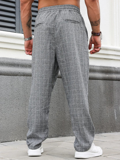 Men's Casual Plaid Pants Urban Fashion All Seasons Comfortable Fit Trousers for Casual Wear