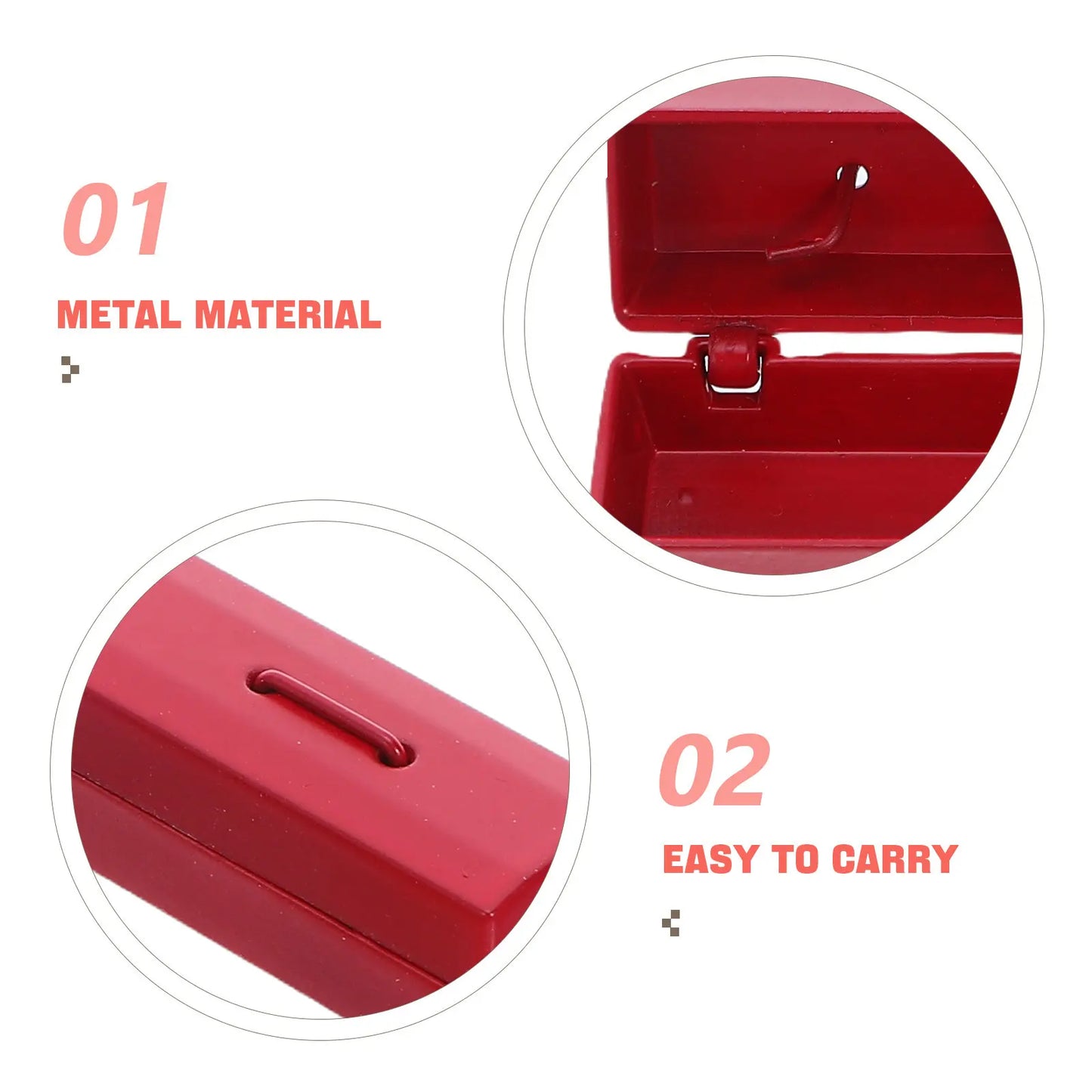 5Pcs Mini Toolbox Tin Miniature Dollhouse Furniture Mini House Scene Accessories Miniature Tool Case Decorative Tiny Hardware