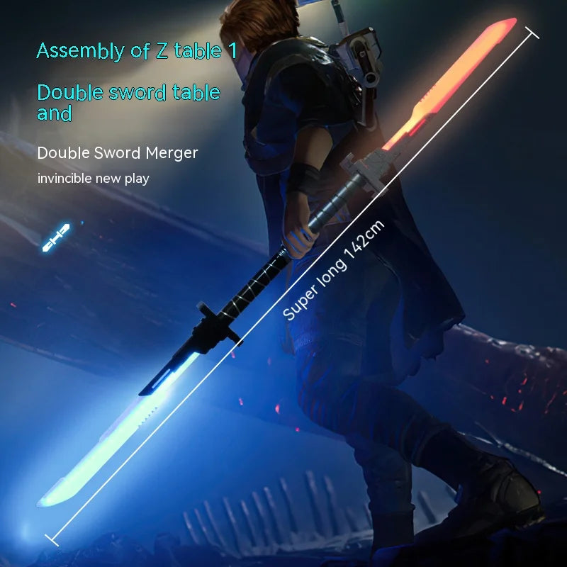 Cyberpunk 71cm Electronic Toy Luminous 2 in 1 Lightsaber Cosplay with Sound Effects Colorful Lights Electric Toy for Kid Adult
