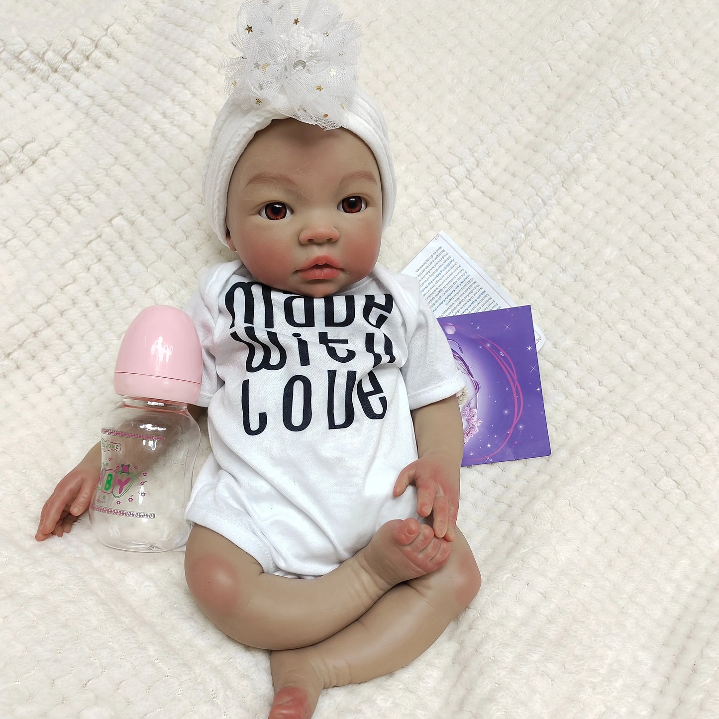 18 Inch Lifelike Awake Reborn Doll Silicone Doll Painting Body Details Soft Touch Open Mouth Baby Girl For Gift