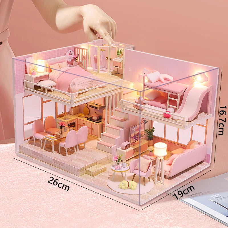 DIY Doll Houses Kits 3D Wooden Puzzles Mini Doll House Assembly Building Furniture Handmade Toys For Xmas Birthday Gifts