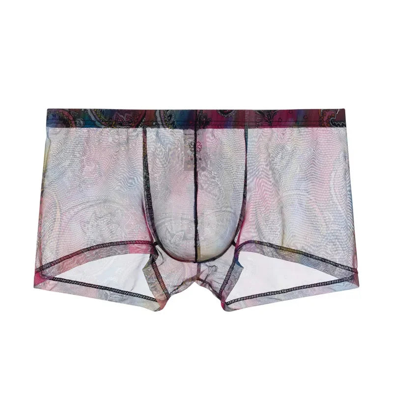 5PCS Men Sexy Seamless Underwear Pants Mens Ultra-thin Transparent Boxershorts Low-rise Mesh Slips Homme Panties Boxer Shorts