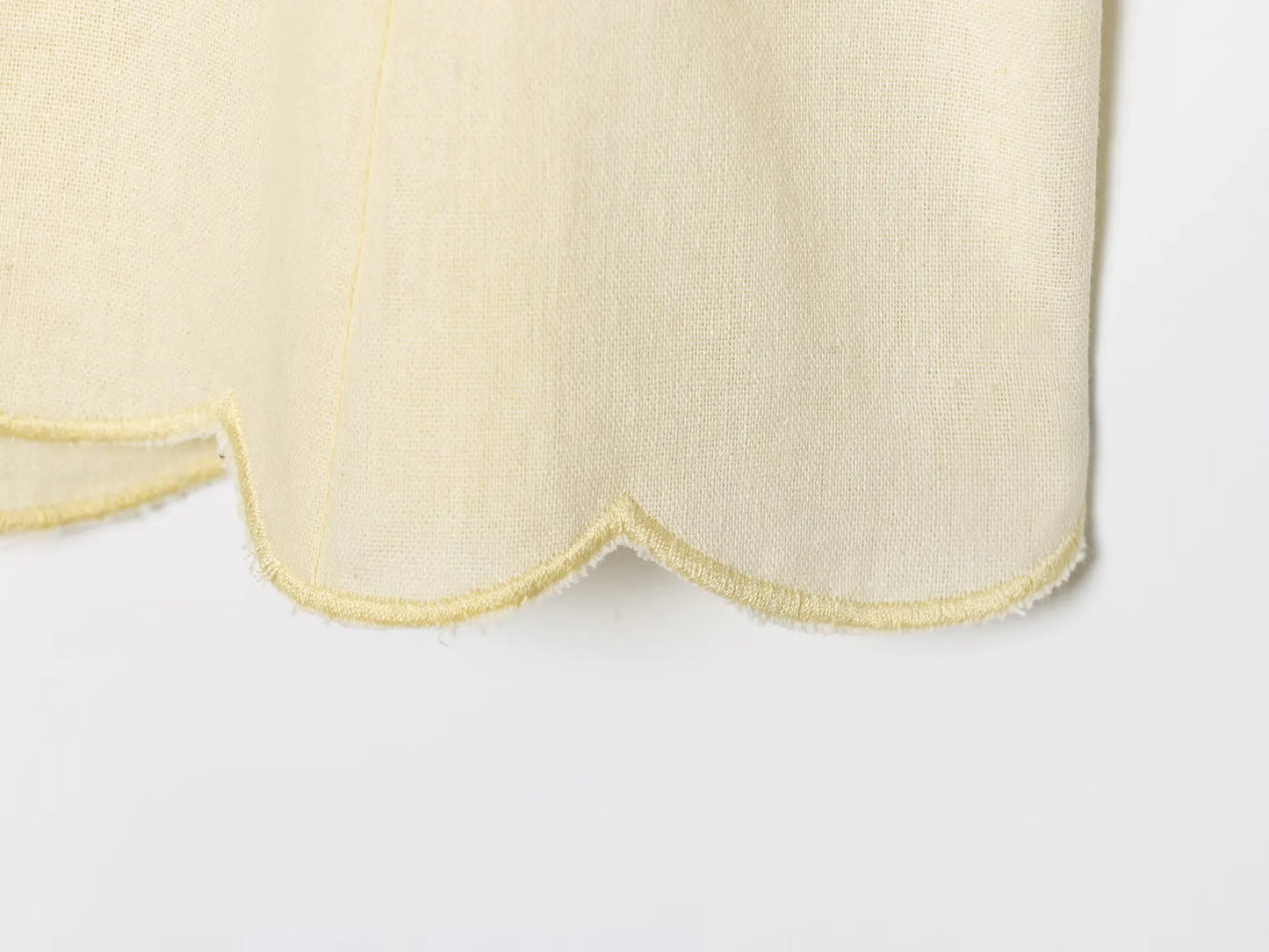HH Women Chic Solid Simple Wave Edge V-Neck Puff Sleeves Short Shirt Top+High Waist Draw Rope Design Casual Loose Trousers