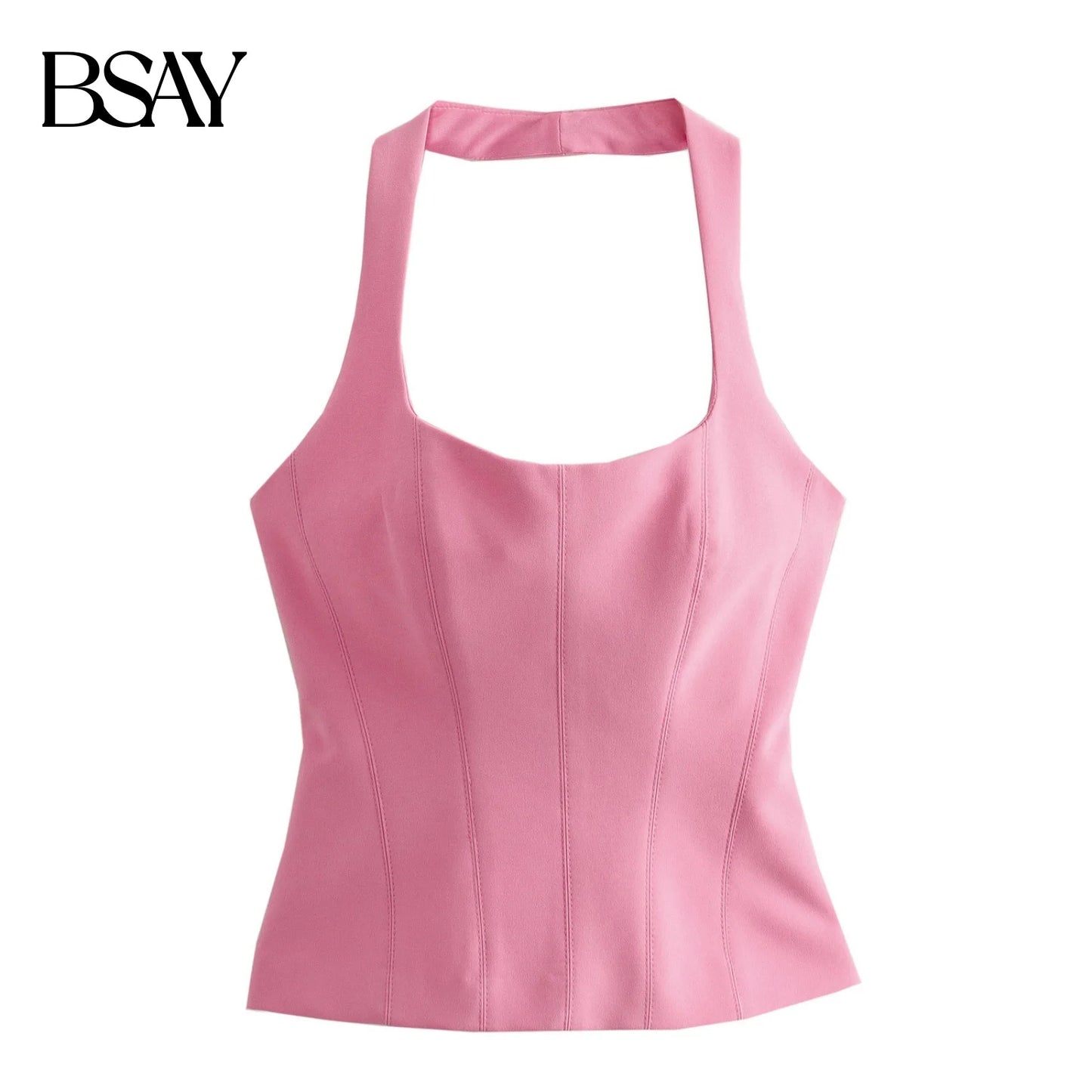 BSAY Women Fashion Summer White Halter Backless O-neck Comfortable Sling Crop Top Chic Female Sexy Streetwear Vest Mujer