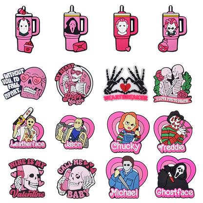 4-100pcs Halloween Pink Ghost Classic PVC Shoes Charm Alligator Charm Accessories Fit Bracelet Boys Girl Xmas party gifts