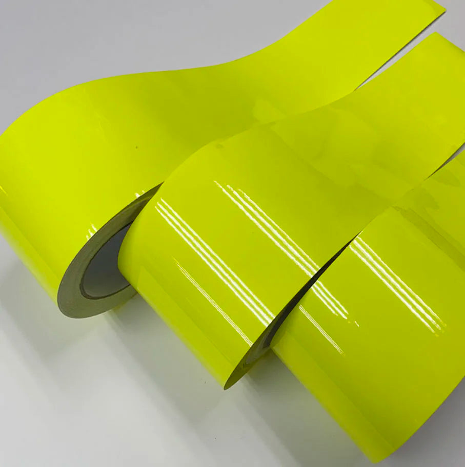 10cm*1/2/3/4/5/6/8M Premium Glossy fluorescent yellow Vinyl Wrap Film Sheet Air Release Self-adhesive Sticker Decal
