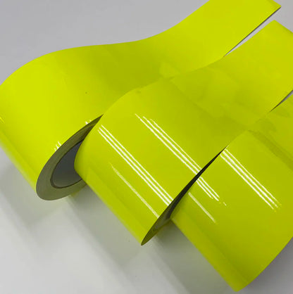 10cm*1/2/3/4/5/6/8M Premium Glossy fluorescent yellow Vinyl Wrap Film Sheet Air Release Self-adhesive Sticker Decal