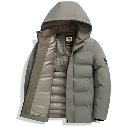 Men's Outdoor Winter Coat Parkas Middle-aged and Elderly Padded Men's Down Warm Padded Jacket Winter Removable Hooded Parkas