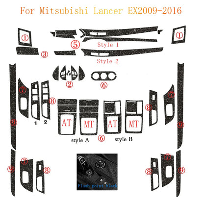 For Mitsubishi Lancer EX2009-2016 Interior Central Control Panel Door Handle Carbon Fiber Stickers Decals Car styling Accessorie