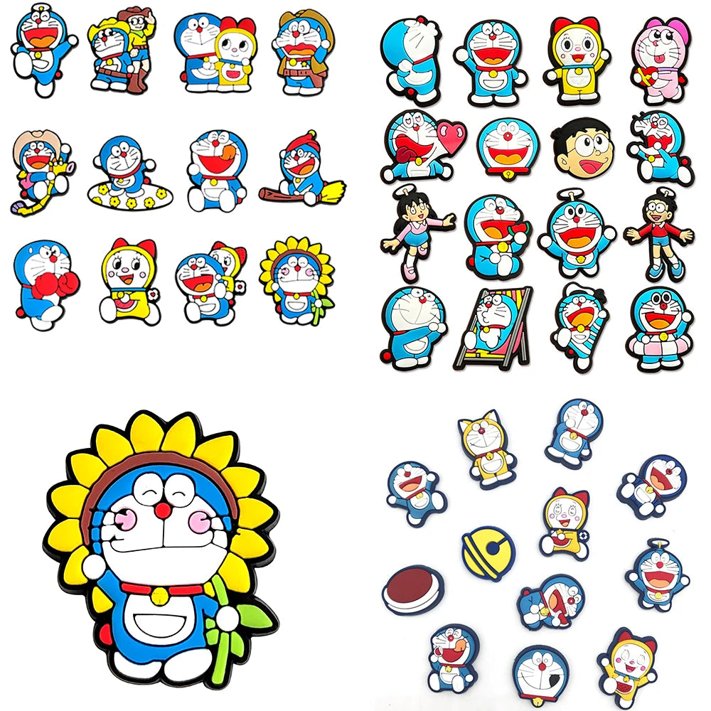 12-50Pcs Mixed Dorae Shoe Charms For Clogs Cartoon Series Shoe Decoration Premium Quality Popular Charms Accessories Great Gift
