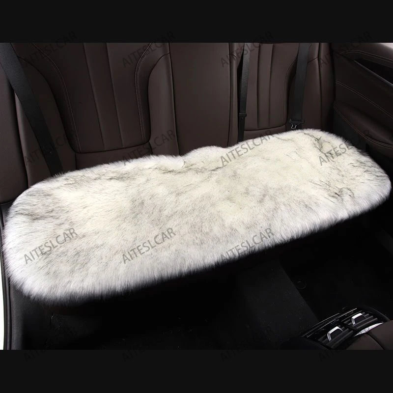 For Tesla Plush Rabbit Fur Car Seat Cushion Winter Warmth Thickened Wool One Piece Square Cushion for Main Driver or Co-pilot