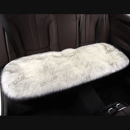For Tesla Plush Rabbit Fur Car Seat Cushion Winter Warmth Thickened Wool One Piece Square Cushion for Main Driver or Co-pilot