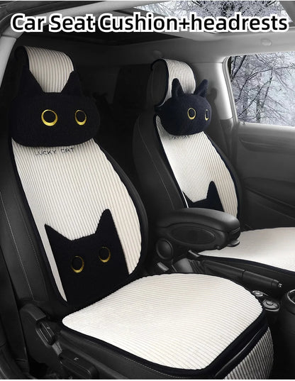 Lucky Kitten car seat covers, Corduroy Seat Cushion with Storage Bag Suitable for More Than 95% Car Models Trucks, Sedans SUVs