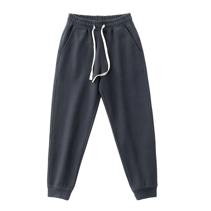Autumn Winter New American Retro Thick Knitted Sweatpants Men's Simple Elastic Waist Drawstring Sport Casual Ankle-tied Pants