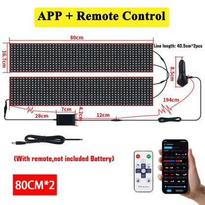 LED Truck Car Devil Eye Dynamic Pixel Panel Light Soft Foldable Lighting Scrolling 12V 24V For Board Windshield APP Remote