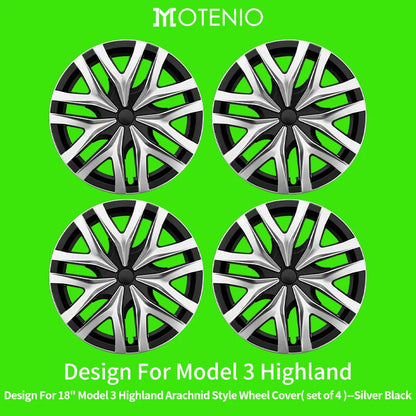 4PCS for Model 3 Highland 2023-Prese Wheel Cover 18 Inch Hubcap Arachnid Style Wheel Cover Rim Hubcaps Car Protection for Tesla