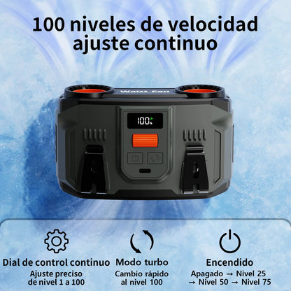 2026 New Upgrade 24000mAh Portable Waist Fan Rechargeable Personal Cooling Belt Clip Fan 100-Speed 20000RPM Dual Motors