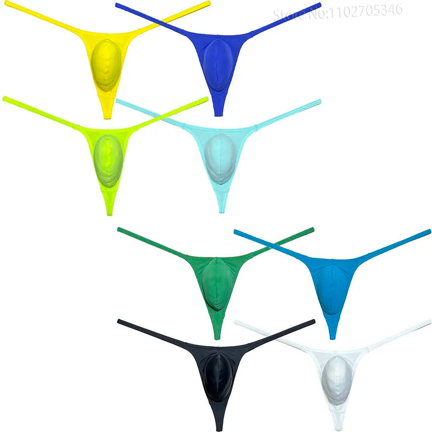 Men's Sexy Underwear Thong Contour Pouch Tangas Sexy Men Bikini Briefs Solid Underpants Briefs Bikini Thongs Soft Male Panties