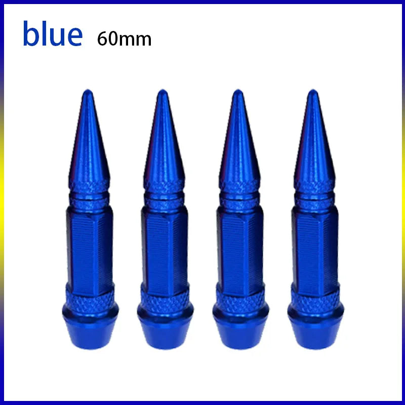 4pcs 45mm 60mm Universal Car Tire Valve Stem Cap Wheel Rim Stem Spike Shaped Dust-proof Air Metal Cap Cover for Motorcycle