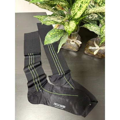 Men's Knee High Formal Socks Long Gentleman Stockings Soft Elastic Nylon Business Dress Socks for All Seasons Solid Color Party