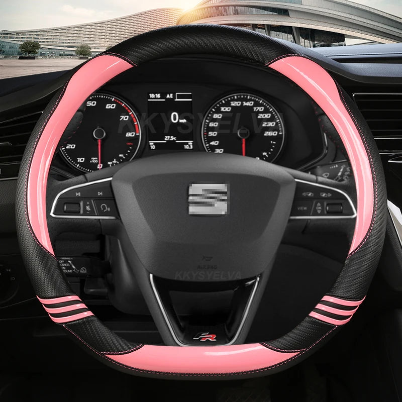 Carbon Fibre Car Steering Wheel Cover For Seat Leon 5F Mk3 2013-2022 Ibiza 6J 2022 Tarraco Arona Ateca Alhambra Auto Accessories