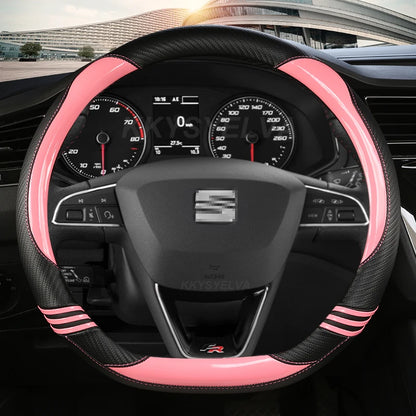 Carbon Fibre Car Steering Wheel Cover For Seat Leon 5F Mk3 2013-2022 Ibiza 6J 2022 Tarraco Arona Ateca Alhambra Auto Accessories