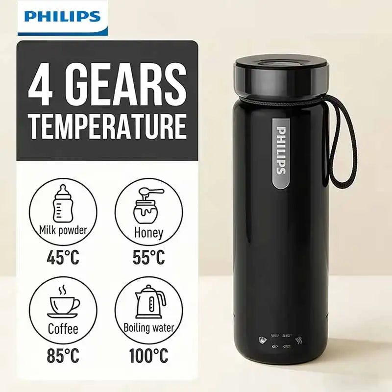 Philips 2-in-1 Electric Kettle & Vacuum Insulated Cup 350mL 4 Temp Settings SUS316 Stainless Steel Portable Travel Water Boiler