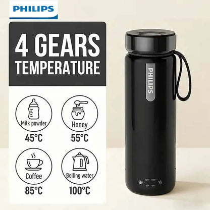 Philips 2-in-1 Electric Kettle & Vacuum Insulated Cup 350mL 4 Temp Settings SUS316 Stainless Steel Portable Travel Water Boiler