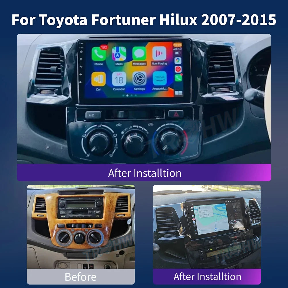 For Toyota Fortuner HILUX Revo Vigo 2007-2015 Multimedia Video Player Stereo GPS Android 16 2din Carplay Car Radio