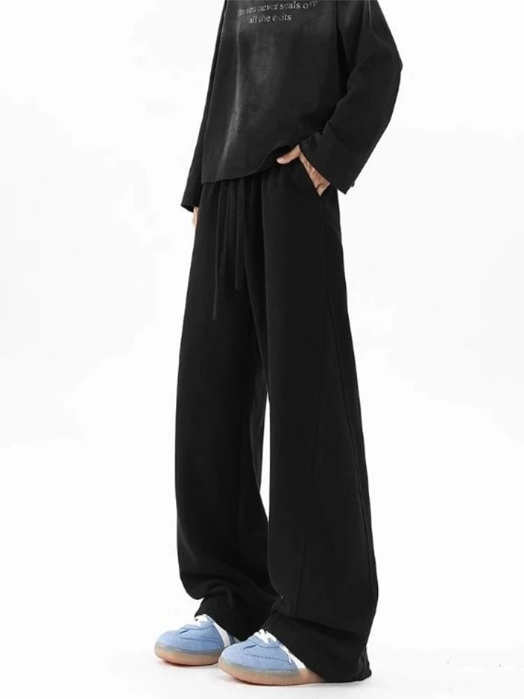 Versatile Casual Trousers for Men American High Street Inspired Straight Leg Joggers Spring Loose Drape Fit Sporty Comfort Pants